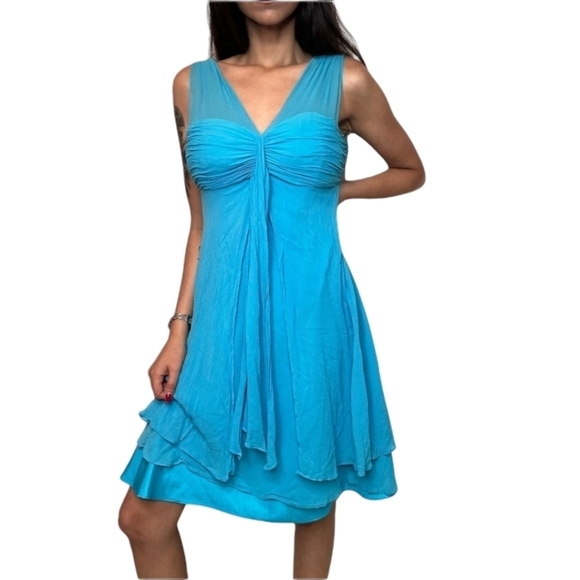 Donna Ricco 100% Silk Blue Dress Size 8 - Picture 1 of 6